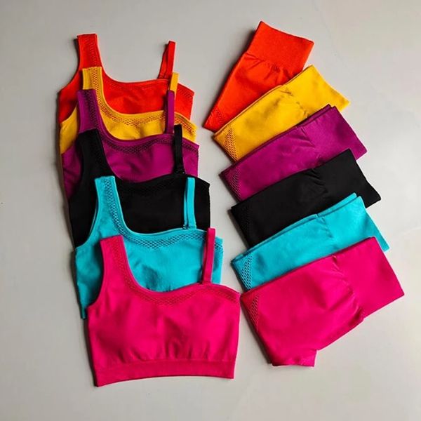 

new 2pcs seamless yoga suit set women gym fitness clothing high waist leggings bra yoga set training sport workout sportswear, Gray