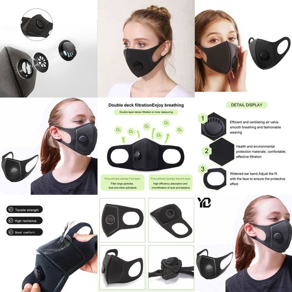 

factorybsb3dustprot pm2.5 washable reusable face warm winter mask breathing with valve sponge anti-dust fog protective m
