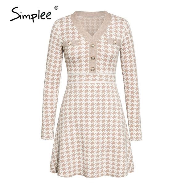 

simplee women geometric khaki dress women casual houndstooth lady pullover sweater female autumn winter retro sleeveless sweater 201027, Black;gray