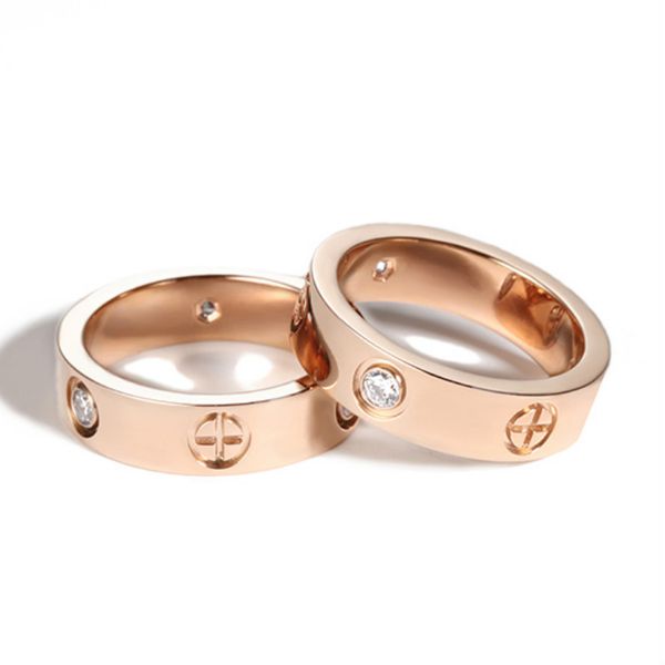 

rose gold titanium ring with crystal for woman jewelry rings men wedding promise rings for female women gifts engagement, Slivery;golden