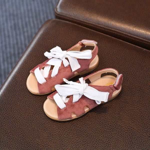 

sandals kids star~summer casual children's vintage for cross strap rome shoes lace up peep toe beach girls, Black;red