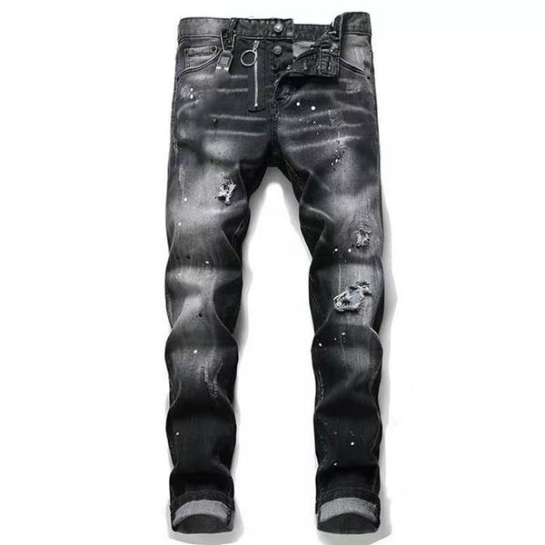 

mens jeans classic hip hop denim a jeans new new hole distressed ripped biker jean slim zipper ripped men jeans, Blue