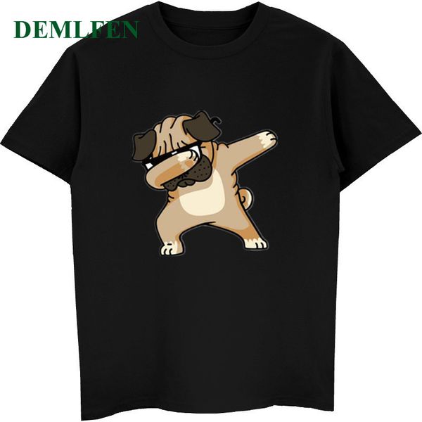 

dabbing pug animal summer cartoon dog men's short sleeve tshirt hip hop tees 4xl 5xl plus size sport hooded sweatshirt hoodie men t shi