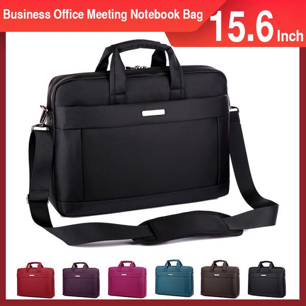 

casual business briefcase office meeting for men women waterproof nylon messenger bags shockproof 15.6" lapbag