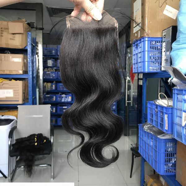 

4x4 body wave human hair lace closure for women virgin hair extension, Black;brown
