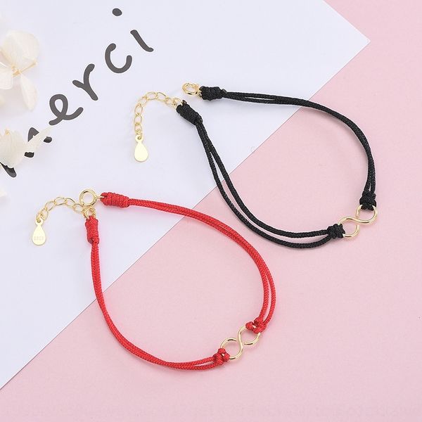 

rktcl s925 sterling silver hand string character hand rope personalized woven korean eight lovers bracelet braceletgift braceletbracelet val, Golden;silver