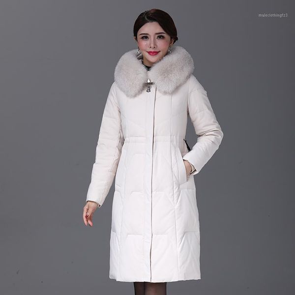 

women's down & parkas yiciya winter women duck jacket coat long ultralight natural feather real fur luxury parka #89261, Black