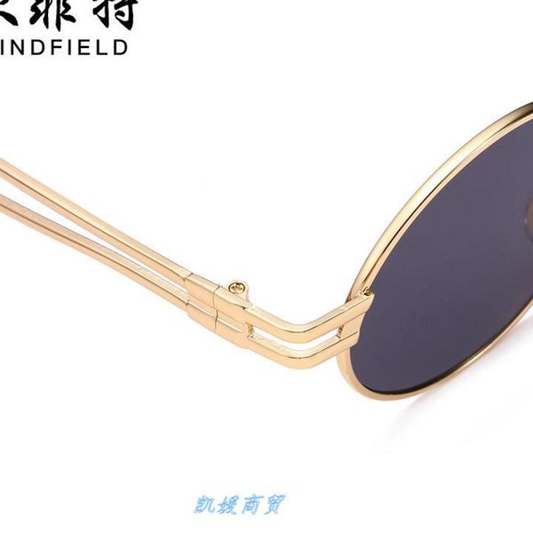 

2019 new wind metal glasses women's round frame fashion anti ultraviolet sunglasses 9101-a, White;black
