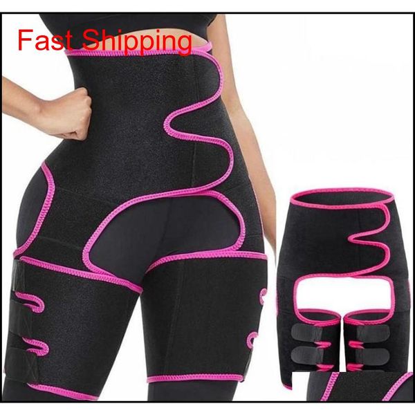 

us ship waist trainer 3-in-1 thigh trimmers with bulifter body shaper arm belt for waist support sport workout sweat bands hserw, Black;gray