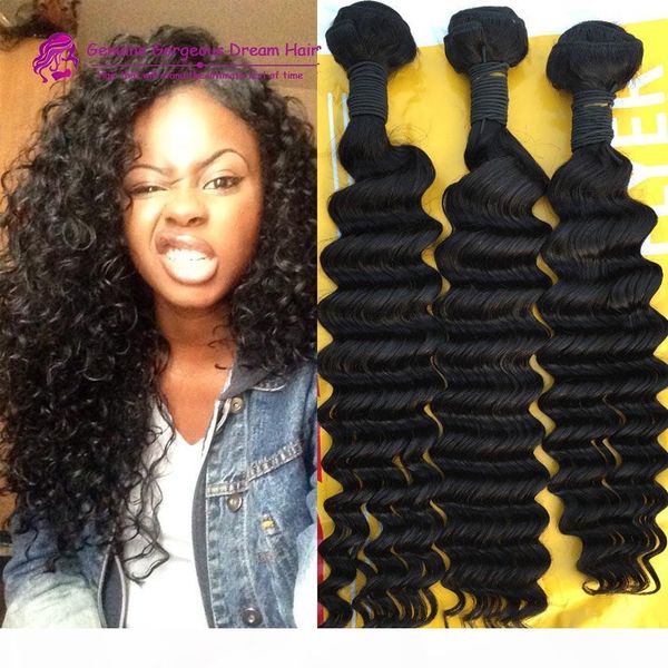 

3pcs lot indian human hair deep wave 100% unprocessed human hair weaves wavy human hair wefts for black women