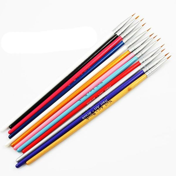 

12pcs colorful nail art painting brush french design lines drawing paint set diy nail art manicure tool, Yellow