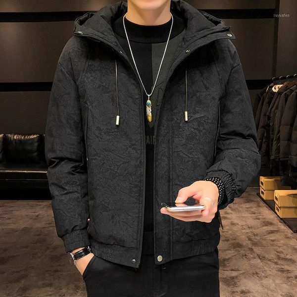 

2020 luxury padded jacket winter new men's casual cotton clothing thickened warm tooling bright surface bread coat cotton coat1, Black