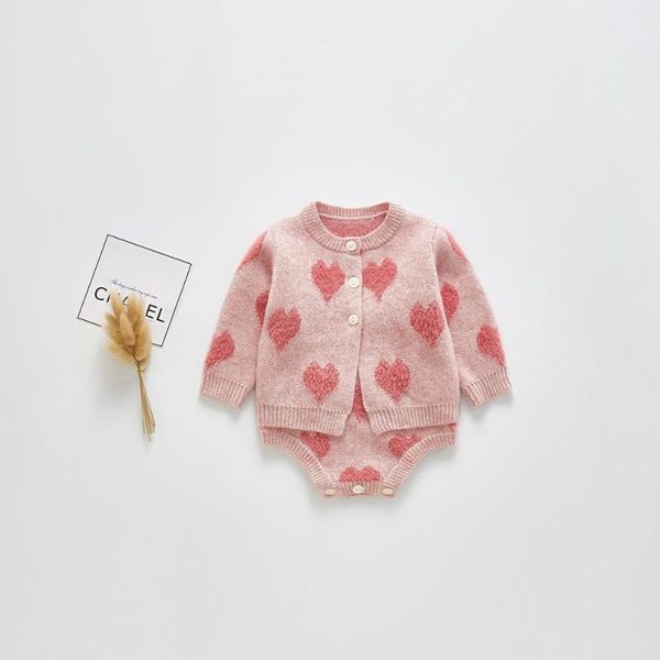 

2020 newborn baby girl sweet pink love heart clothes long sleeve sweater jumpers cardigan winter warm coat or romper 0-24m1, Blue;gray