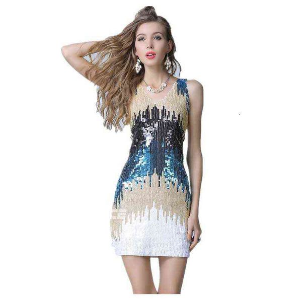 

women's clothing casual dresses 2022 banquet heavy industry nail bead gradient v-neck slim sequin dresses, Black;gray