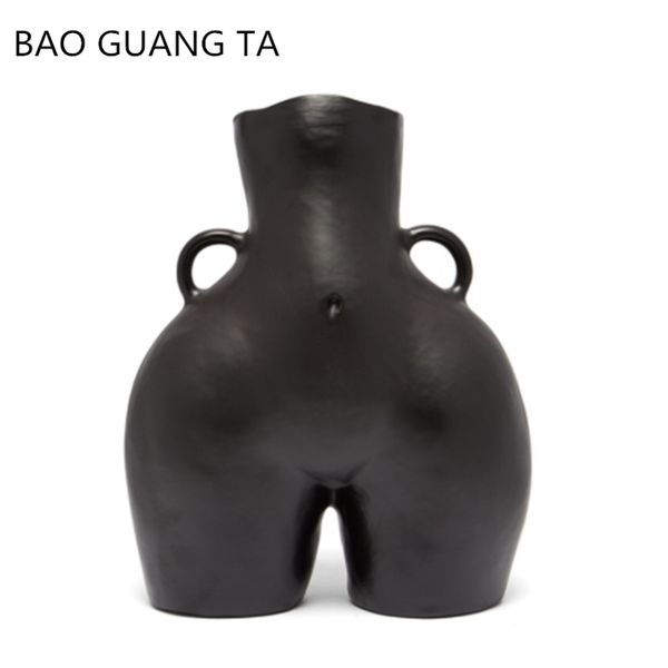 Bao Guang Ta Creative Resina Body Art Vaso Creative Sala de estar Quarto Arranjo Flor Pot Flower Decor Home Decor Arte Estátua A1844 LJ201209