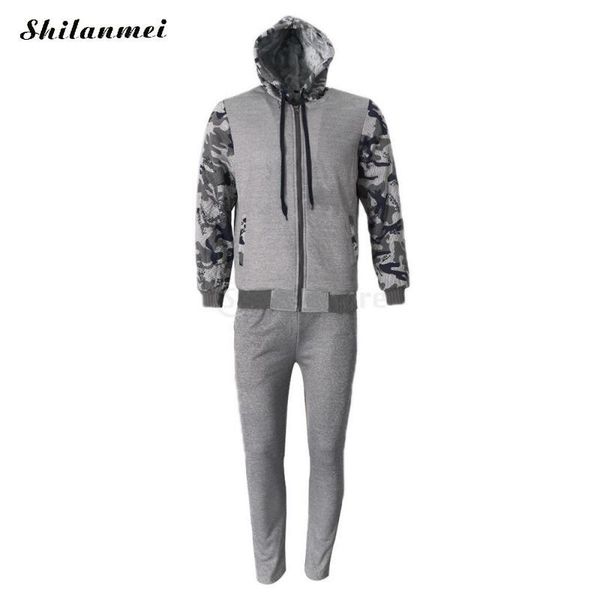 

men's sportswear winter thick fashion brand +pants sets casual slim fit fleece tracksuits hoodies sweatshirts sportsuit men, Gray