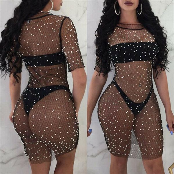 

сексуальное платье повязки новое летнее платье с коротким рукавом mesh sequined карандаш bodycon женский платья перевозка груза падения, Black;gray