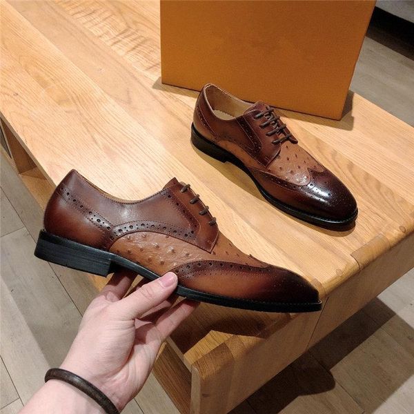 

l1 мужская кожаная обувь роскошные мужские одежды обувь бизнес свадебные туфли оксфорды кружевы заостренные носки квартиры большой размер 38, Black