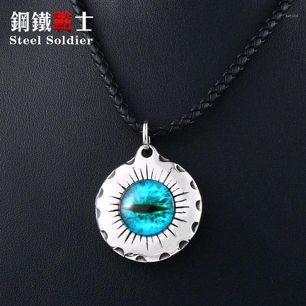 

steel soldier stainless steel punk round pendant neckace with biker punk chain titanium jewelry1, Silver