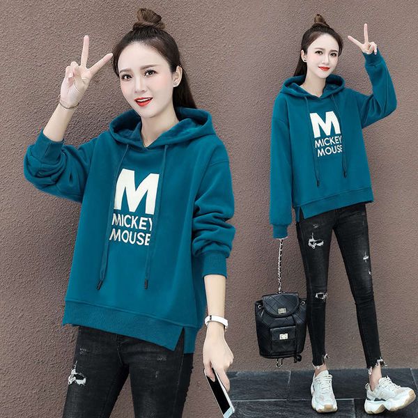 

hoodie thickened plush pullover short sweater women's coat, Black