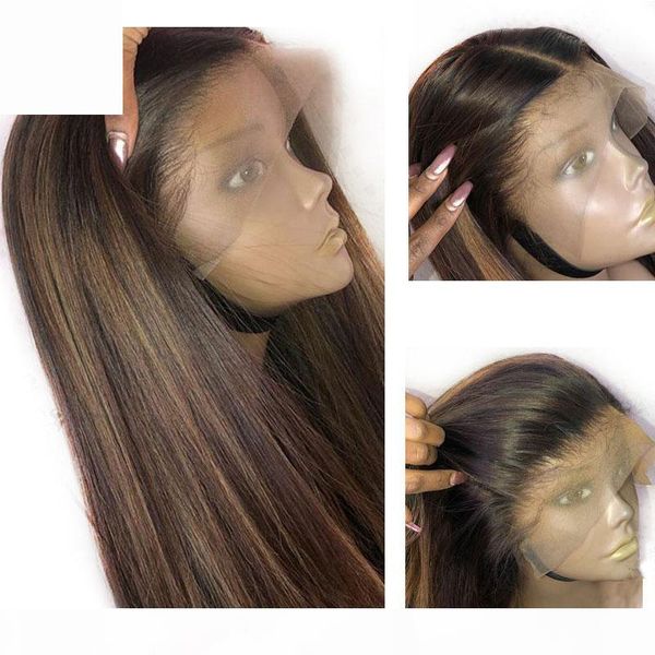 

honey blonde highlighte colored human hair wigs preplucked 360 lace frontal wig black women straight indian remy lace front wig
