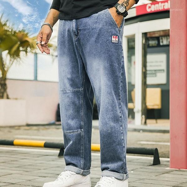 

men's jeans long trousers loose straight-leg pants denim plus size 28-48 men autumn trend oversized big casual1, Blue