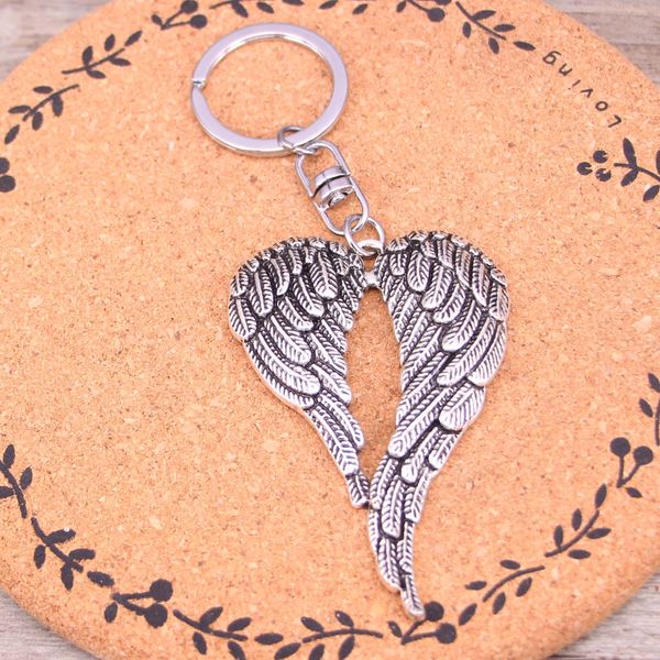 Fashion Keychain 67*42mm Angel Wings Pingentes Diy Jewelry Car Chain Telder Ring Setentir para presente