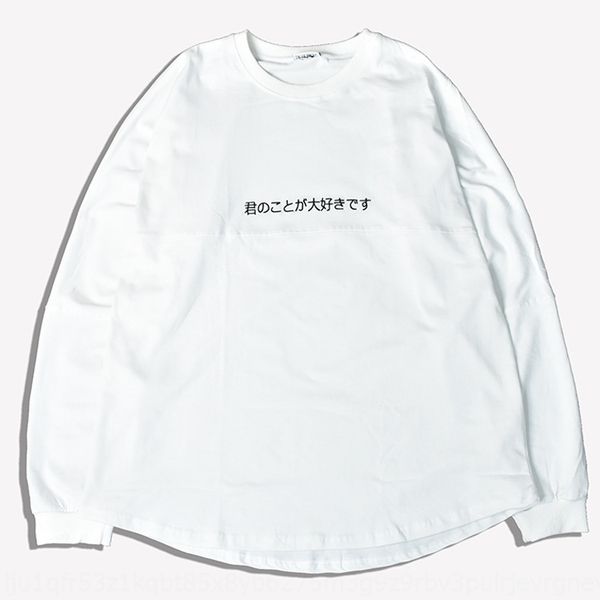 

new autumn simple round neck long sleeve t-shirt embroidered stitching irregular design coat t-shirt loose couple's n1cby, White
