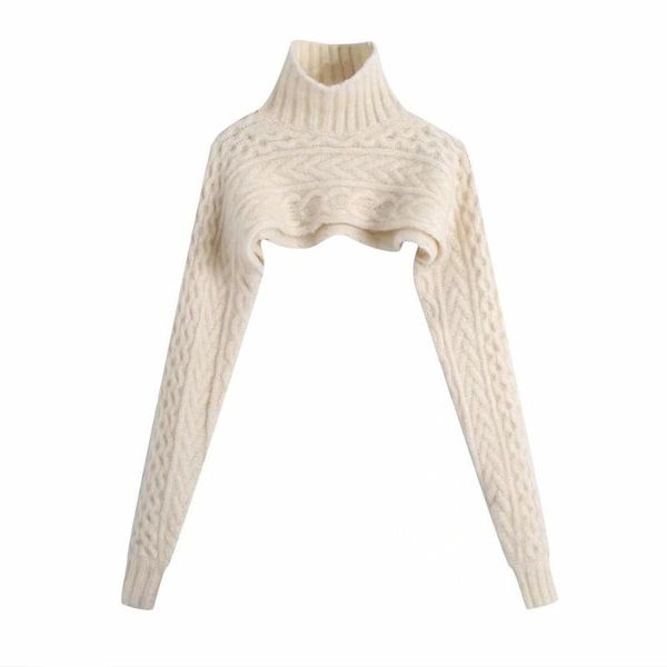 

2020 new fall winter women knit crop arm warmers high neck textured sweater casual chic cropped sweater women clothes, White;black