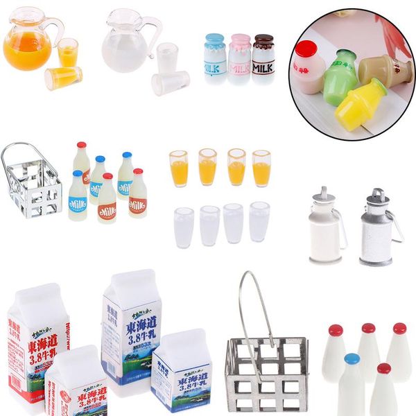 

1/12 dollhouse miniature milk rack basket jug with lid bottle dolls house kitchen accessories furniture decor baby bbyfqk