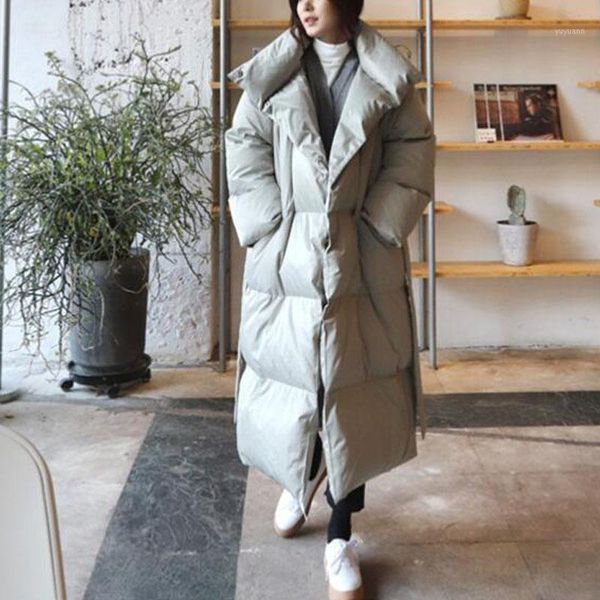 

2019 autumn and winter women's cotton coat casual solid color belt decoration hooded long cotton coat1, Black