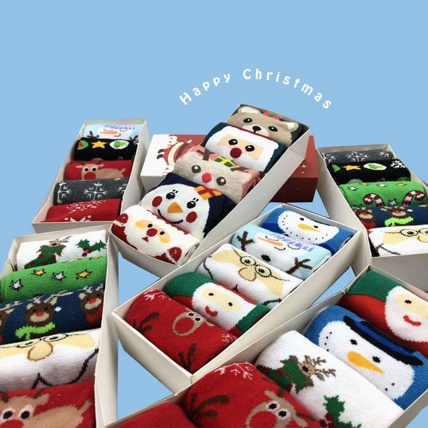 

socks & hosiery sp&city 5pairs cartoon happy christmas set women winter cute cotton sock hipster high gift box sox, Black;white