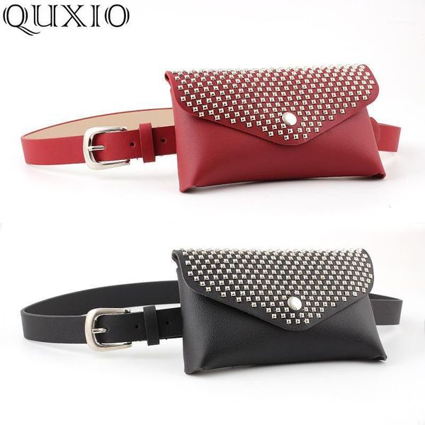 

waist bags 2021 summmer women rivet pack casual bag pu leather belt travel pillow wallet fanny ladies phone bag1