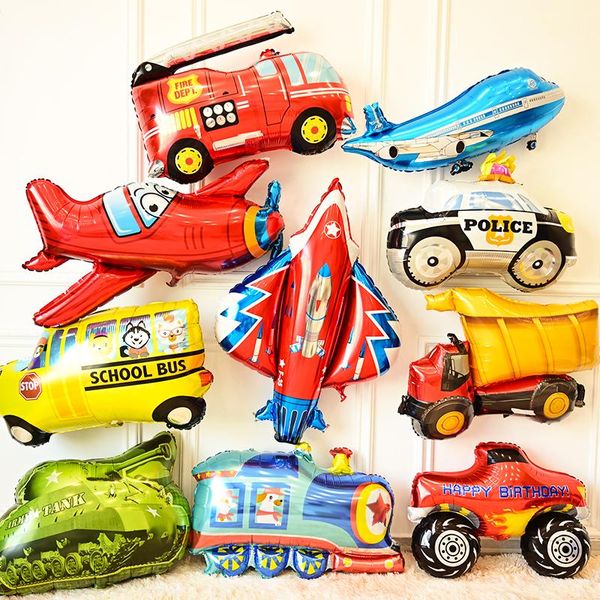 

fire truck car train construction foil balloon ambulance aircraft school bus big globos kids birthday party decorations balls