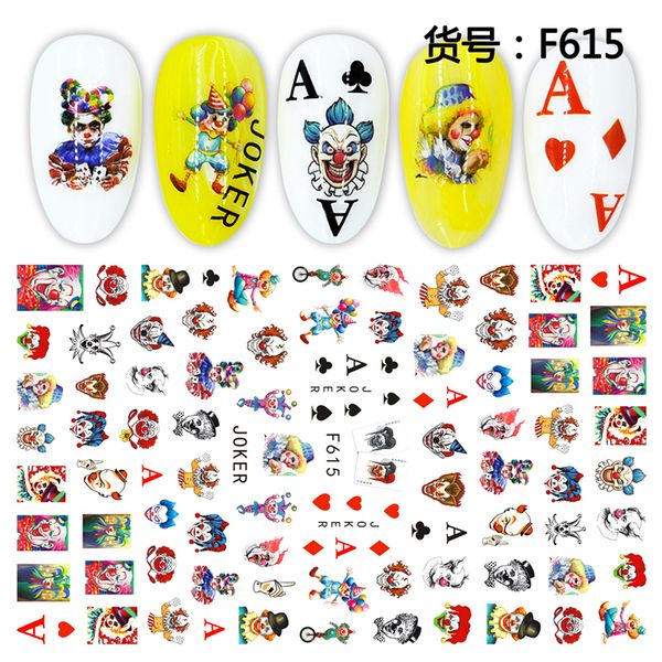 

new nail new arrival christmas 3d stickers foil decorations decals nails sticker art joker playing cards 2