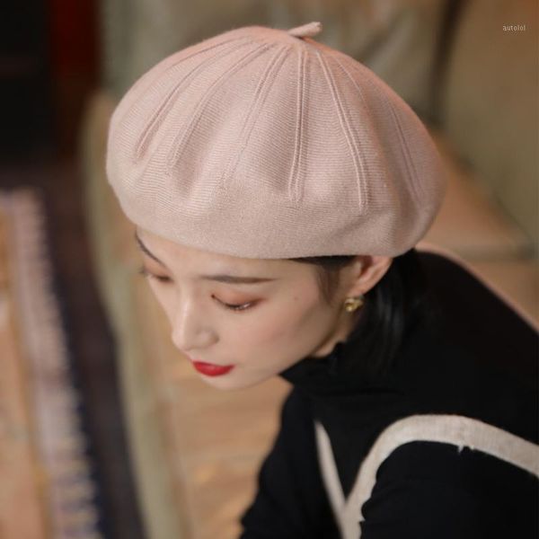 

beret for lady spring british octagonal hat korean fashion art soft korean fashionable bud hat japan style1, Blue;gray