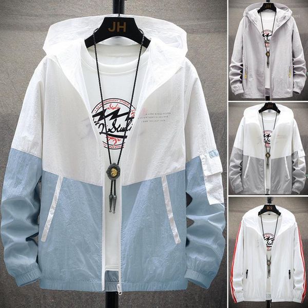 

new spring autumn bomber hooded jacket men casual slim patchwork windbreaker jacket male outwear zipper thin coat brand clothing1, Black;brown