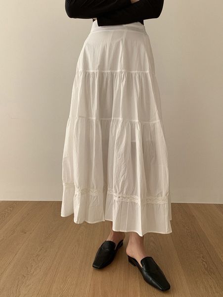 

dazy guipure lace insert flared skirt f7gg#, Black