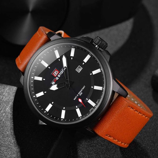 

belt waterproof quartz pu bergsten fashion men's watch 20217lzp, Slivery;brown
