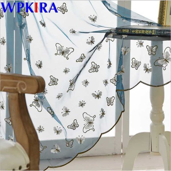 

embroidered butterfly tulle curtain for living room sheer curtain bedroom romatic kitchen drape panel volie sheer 1pc x-ad375#30