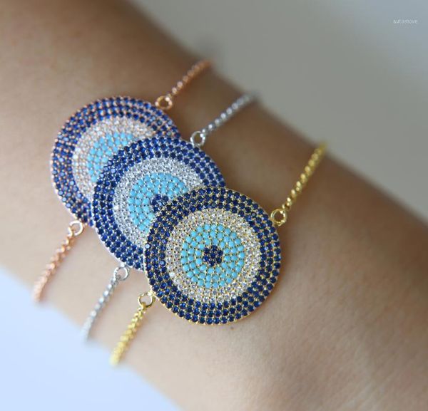 

new simple design gold blue cubic zirconia micro pave round pendant link chain girl women fashion 2020 new bracelet bangle1, Black