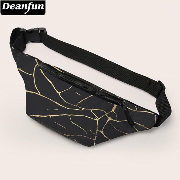 

deanfun 3d printing waist bags marble black outdoors fanny pack pouch bag 180121