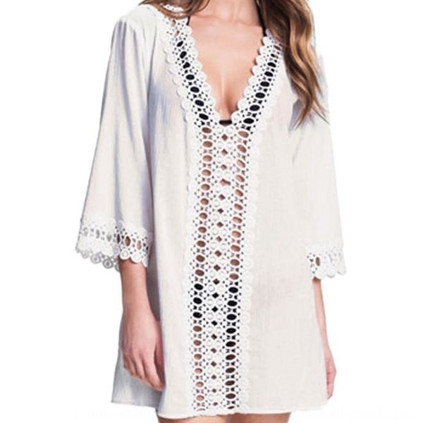

women's beach skirt bikini fashion bikini lace blouse hollow-out lace deep v-neck beach skirt l0fph, Black;gray