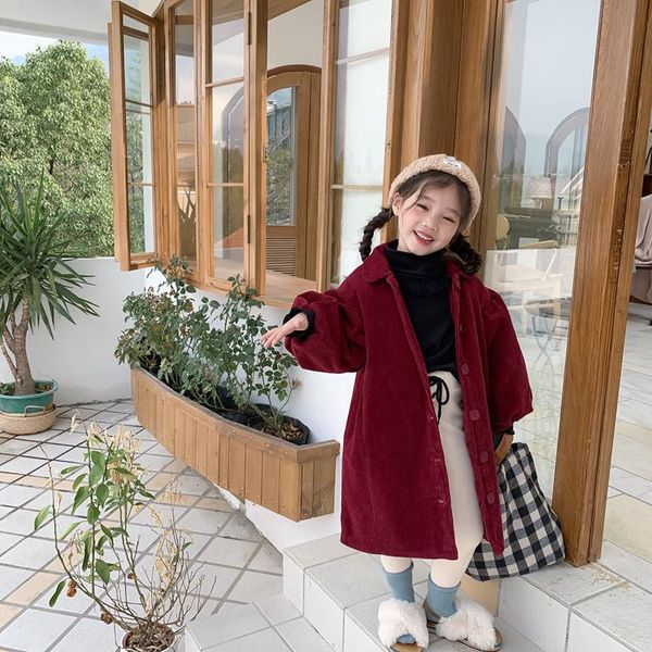 

cotton padded thickening thermal girls corduroy coat spring fall winter kids jacket children's clothing, Blue;gray