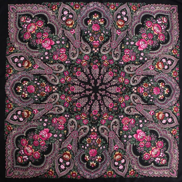 

babushka russian quadruple scarf head wrap women's scarves ukrainian hijab foulard shawl retro handkerchief blankets femme jigmd, White;black