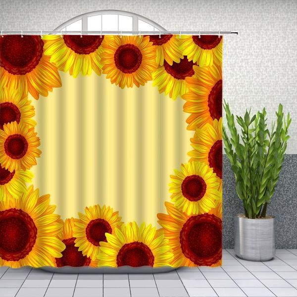 

flowers shower curtains hand painted yellow sunflower flower bathroom decor waterproof cloth curtain set