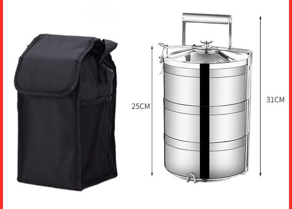 

camping portable lunch box stainless steel bento box large capacity 2 3 4 layer leakproof container sqcqaj