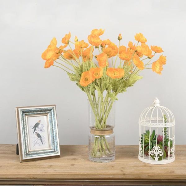 

5pcs artificial flower bouquets orange color artificial corn poppy flowers bouquets& rhoeas&coquelicot bunches1