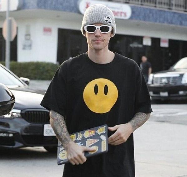 

print white high black clothing yellow tee t-shirt short hip man letter quality sleeve purple smiley casual hop skateboard wom wmtwv, White;black