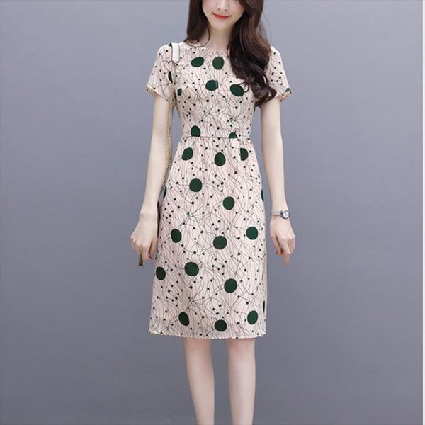 

womens summer dress dot print short sleeve casual boho dress ladies elegant vintage party dresses vestidos, Black;gray
